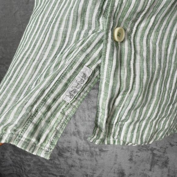 Tommy‎ Bahama Relax Button Shirt Mens XL Linen Striped Green - Picture 6 of 13